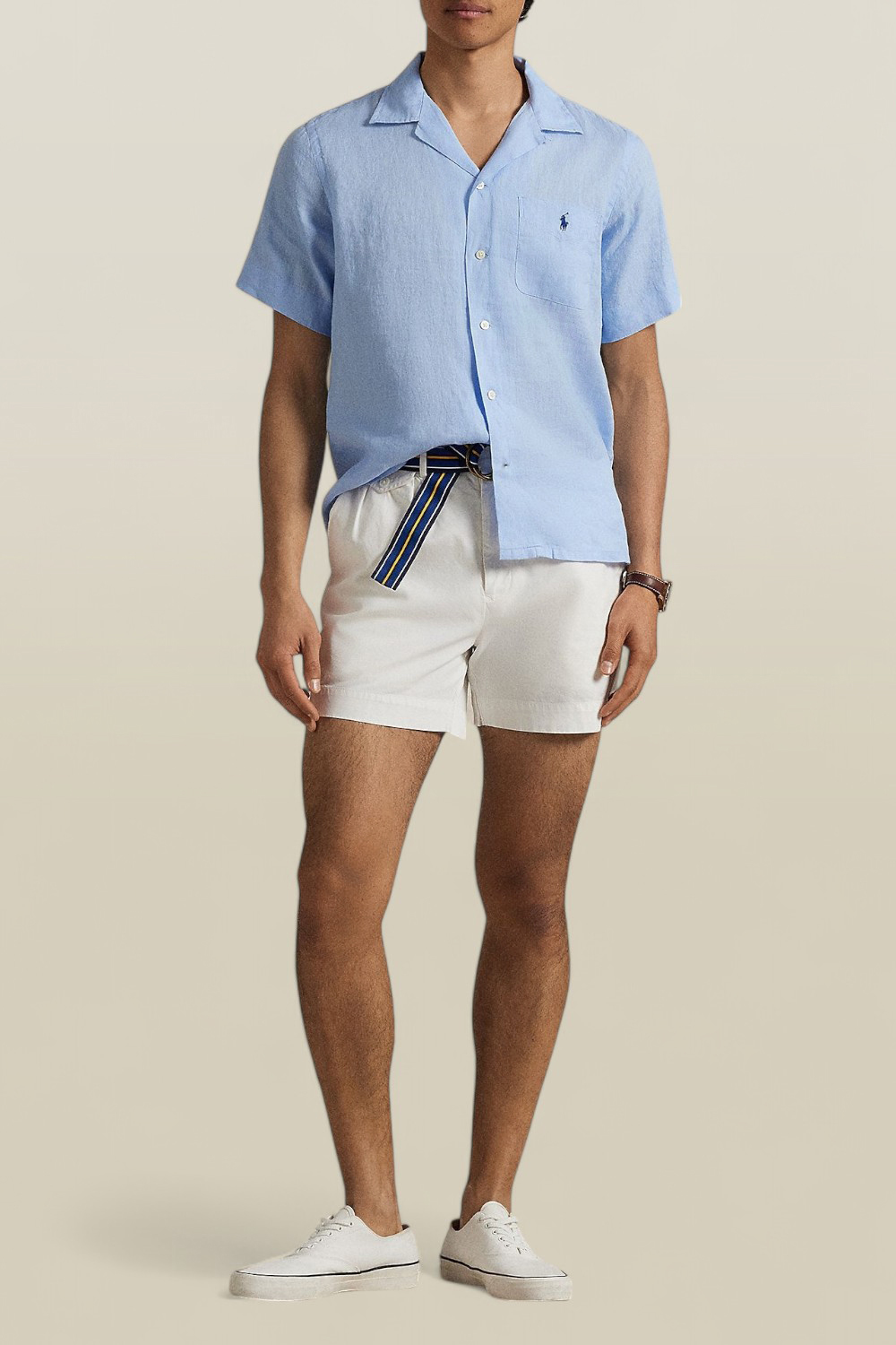 תמונת כל הלוק של חולצת כפתורים מפשתן POLO RALPH LAUREN